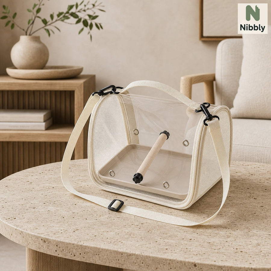 Standard Beige transparent bird travel carrier