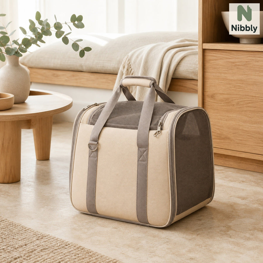 All-season beige HavenHaul breathable pet carrier