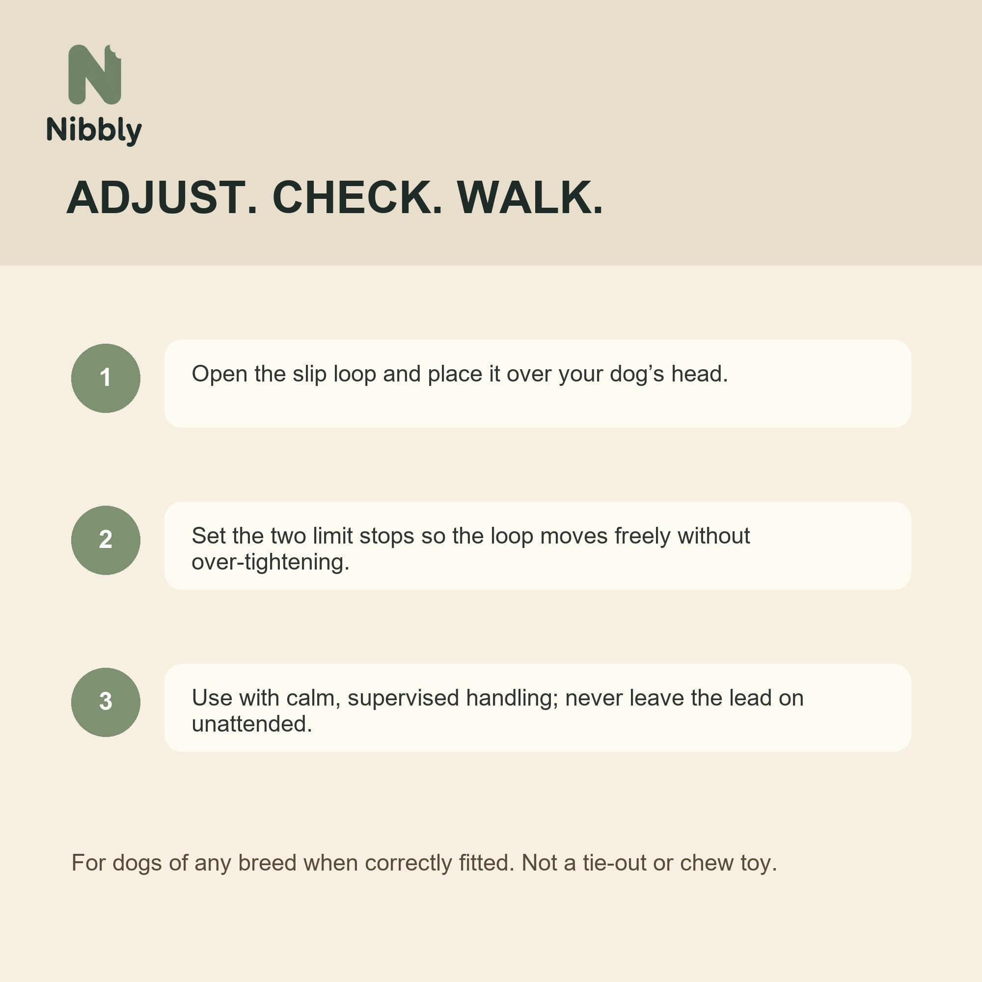 How to fit and use the Nibbly PathLoop dog slip lead safely