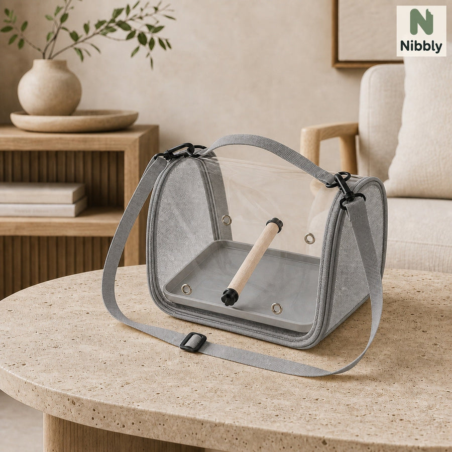 Standard Gray transparent bird travel carrier