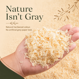 Natural pale aspen hardwood flakes with Nature Isn't Gray message