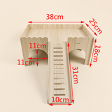 Nibbly Hollow Keep dimensions: 38 × 25 × 18 cm, 31 × 10 cm ramp, 11 × 11 cm entrances