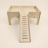 Nibbly Hollow Keep natural wood hideout and ramp, alternate frontal view