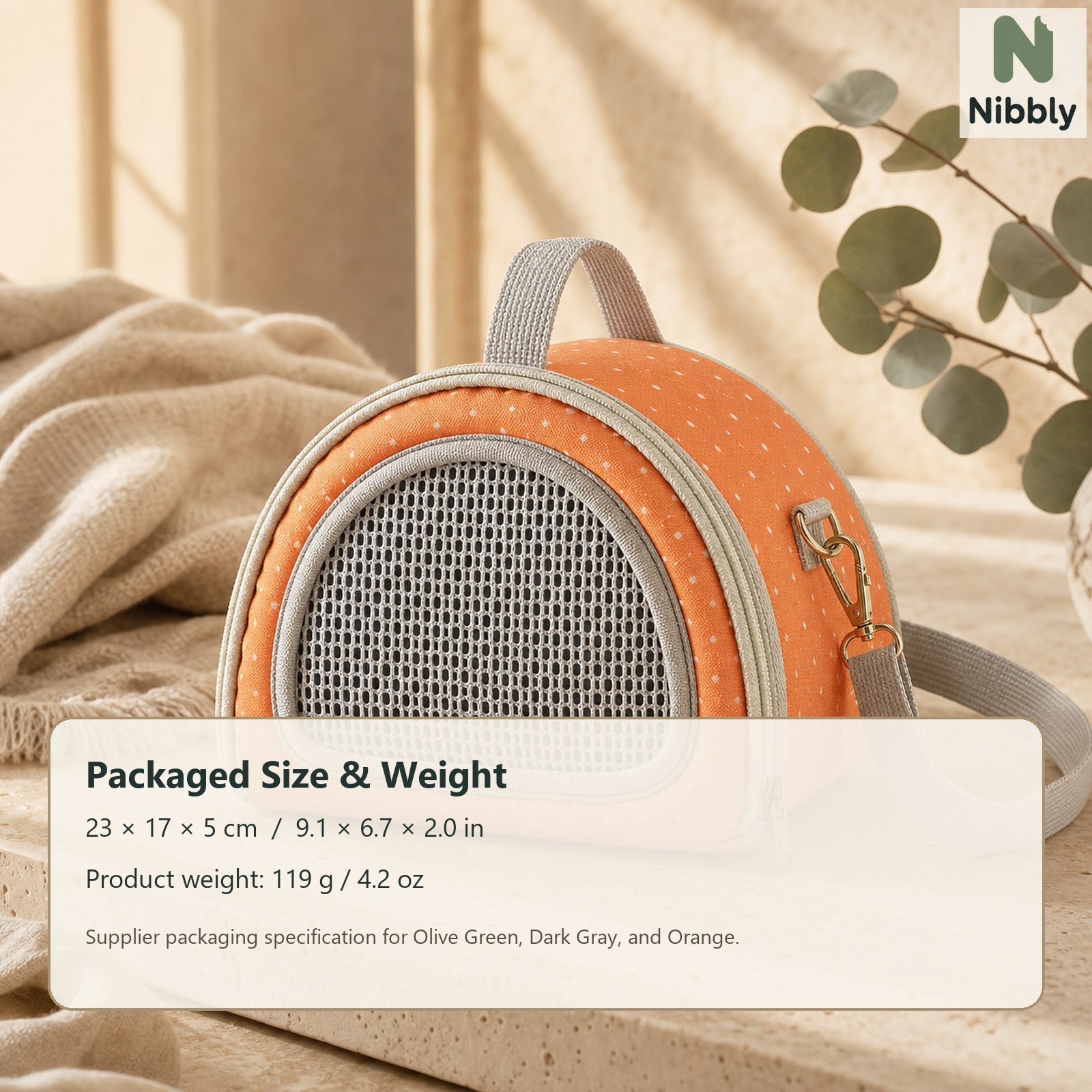 Small pet carrier packaged size and weight